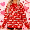 thumbnail image 1 of Xdegoge Valentine's Day Sweatshirt Women Love Heart Print Tops Long Sleeve Holiday Fashion Outfit Soft Oversized Crewneck Couples Matching Sweatshirts, 1 of 9