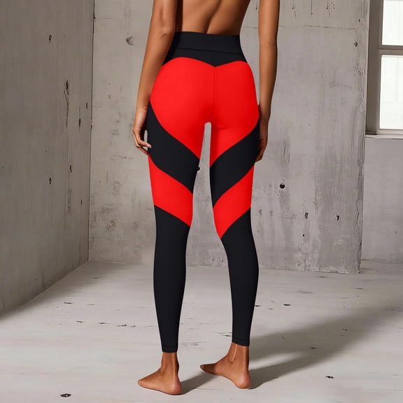 Xdegoge Valentines Leggings for Women High Waisted Yoga Legging with Geometric Heart Print Pattern Gym, Fashion Pants Activewear