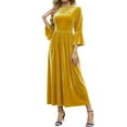 thumbnail image 1 of Xdegoge Velvet A Line Maxi Dress for Women, 3/4 Flare Sleeve High Waist Dresses, Elegant Wedding Guest Evening Dresses, 1 of 8
