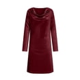thumbnail image 1 of Xdegoge Velvet Dress for Women Long Sleeve Cowl Neck Dress Elegant Mini Formal Dress Cocktail Party Wedding Guest Dresses, 1 of 9