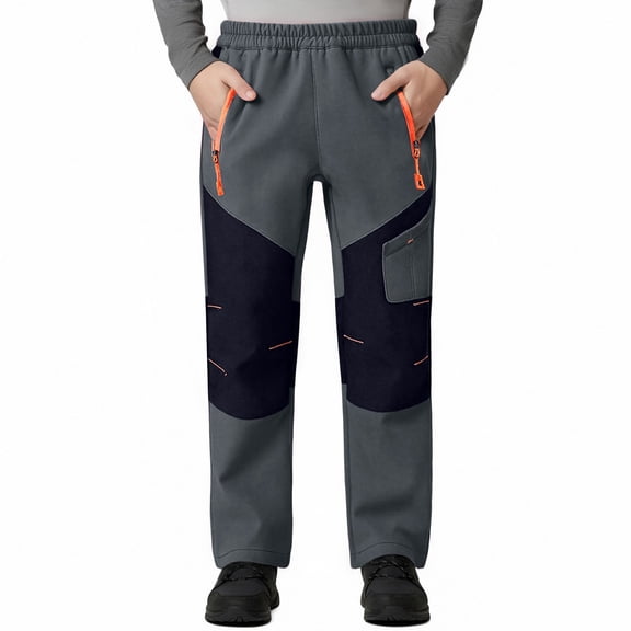 Xdegoge Warm Winter Snow Pants for Kids Fleece Lined Ski Trousers with Elastic Waist Outdoor Cold Weather Bottoms