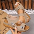 thumbnail image 1 of Xdegoge Wedge Sandals for Women Summer Hook and Loop Straps Metallic Hardware Platform Walking Shoes Open Toe Casual Beach Dressy Footwear Non Slip Sole Ladies Sandals, 1 of 6