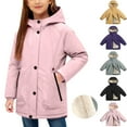 thumbnail image 1 of Xdegoge Windbreaker for Girls Boys Fleece Lined Warm Jacket Windbreaker Waterproof Jackets Stylish Solid Color Casual Hooded Coat Fall Winter Cold Resistant Outerwear with Pockets Size 5-15, 1 of 7