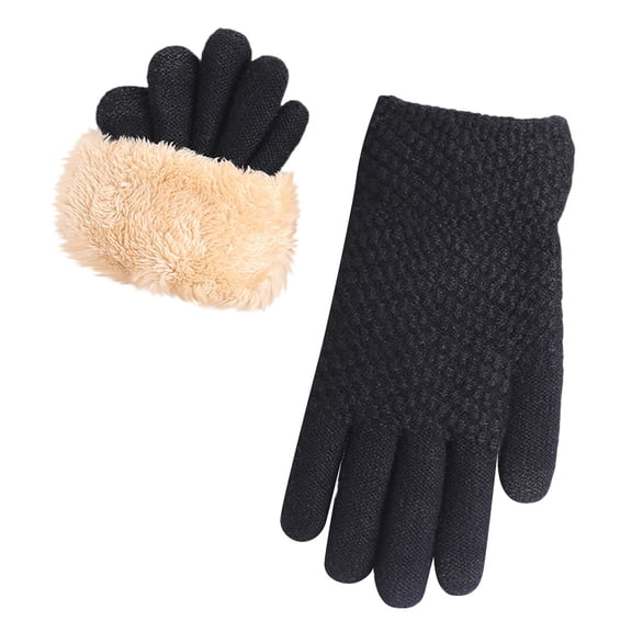 Xdegoge Winter Gloves for Women Fleece Lined Thicked Warm Gloves Stylish Knit Solid Color Glove Outdoor Thermal Glove for Running Climbing Cycling