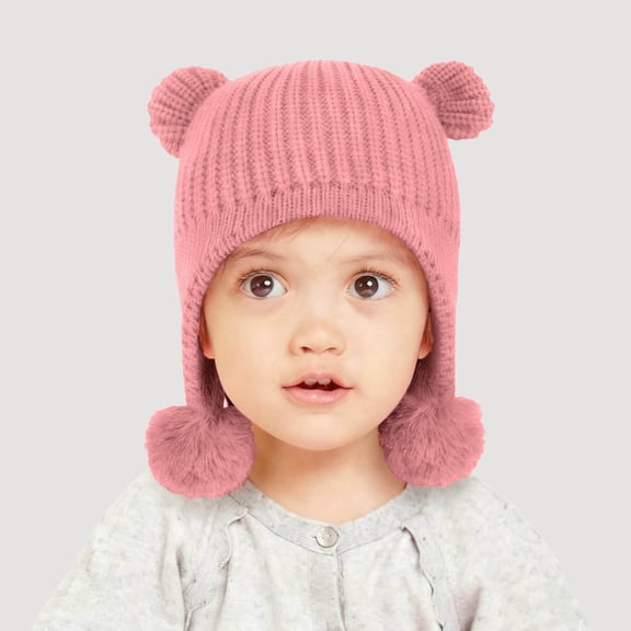 Xdegoge Winter Hats for Kids Boys Girls Soft Cozy Knitted Winter Caps with Pompom Cute Ear Earflap Cold Weather Warm indoor Outdoor Beanie Hat