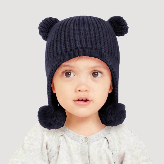 Xdegoge Winter Hats for Kids Boys Girls Soft Cozy Knitted Winter Caps with Pompom Cute Ear Earflap Cold Weather Warm indoor Outdoor Beanie Hat
