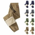 thumbnail image 1 of Xdegoge Winter Pants for Men Fleece Lined Elastic Drawstring Waist Pant Casual Loose Soft Jogger Solid Color Warm Windproof Jogger Trendy Fall Winter Bottoms with Pockets, 1 of 7