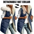 thumbnail image 1 of Xdegoge Winter Puffer Vest Women Fleece Lined Sleeveless Zip up Jackets with Detachable Faux Fur Collar, Warm Sherpa Padded Down Coats Casual Thermal Quilted Vests with Pockets Outerwear, 1 of 9