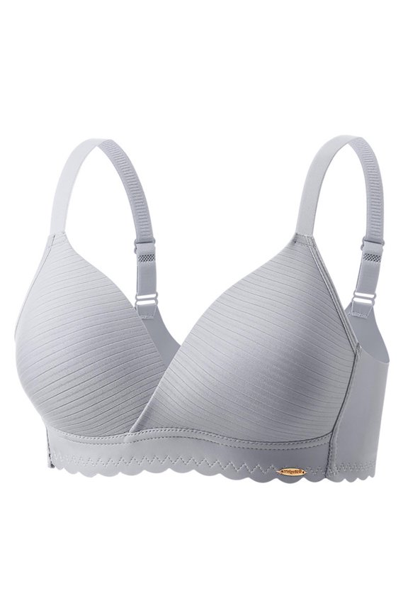Wirefree Minimizer Bra for Women Seamless Ribbed Fabric Full Coverage Support Bralette with Scalloped Edges Smooth Contour Bra for High Comfort Everyday Wear