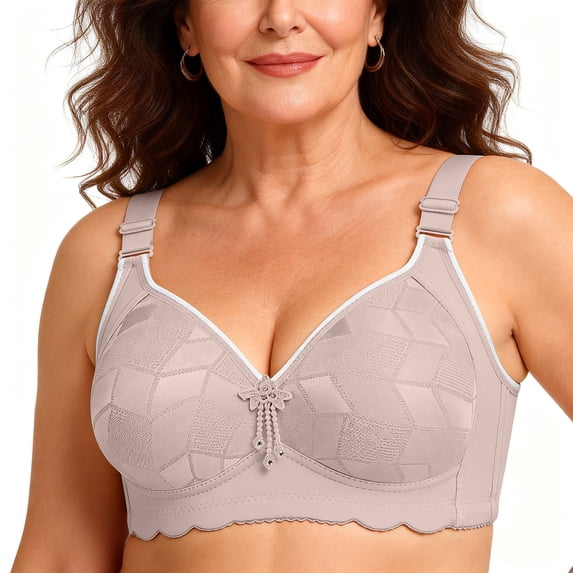 Xdegoge Wireless Bras for Women Full Coverage Padded Adjustable Wide Straps Bralettes Flattering Comfortable Elegant Soft Support Bra