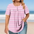 thumbnail image 1 of Xdegoge Women Activewear Clothes Ladies Tops Plus Size Short Sleeve Crewneck T Shirts Striped Summer Fashion Tunic Tops Loose Fit Dressy Casual Blouses Workout Y2K Tee Shirts Ropa Mujer, 1 of 6