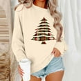 thumbnail image 1 of Xdegoge Women Christmas Sweatshirt Crew Neck Long Sleeve Tops Xmas Tree Graphic Shirts Cute Plus Size Christmas T Shirts for Women Womens Christmas Shirts Plus Size, Khaki 2XL, 1 of 6