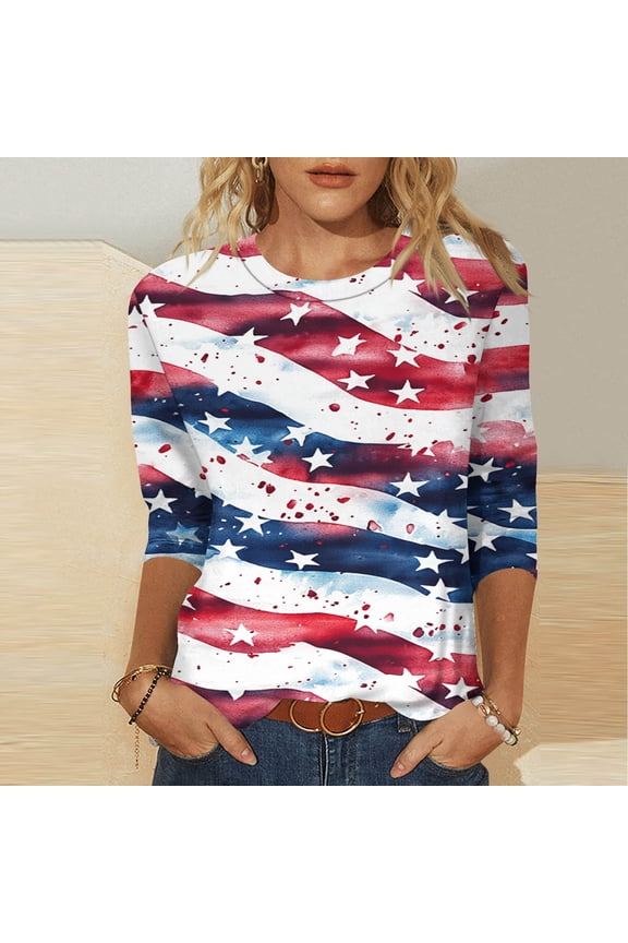 Women Fourth of July Shirts Women Short Sleeve Plus Size Graphic Tees Oversized Usa Shirt Loose Fit Casual American Flag Shirt Crewneck Patriotic T-Shirts Summer Tunic Blouses