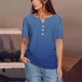 thumbnail image 1 of Xdegoge Women Clothes On Short Sleeve Shirts for Women Trendy V Nevk Button Down Blouses Gradient Summer Tops 2025 Trendy Elegant Business Casual Tops Women Shorts Under 10, 1 of 6