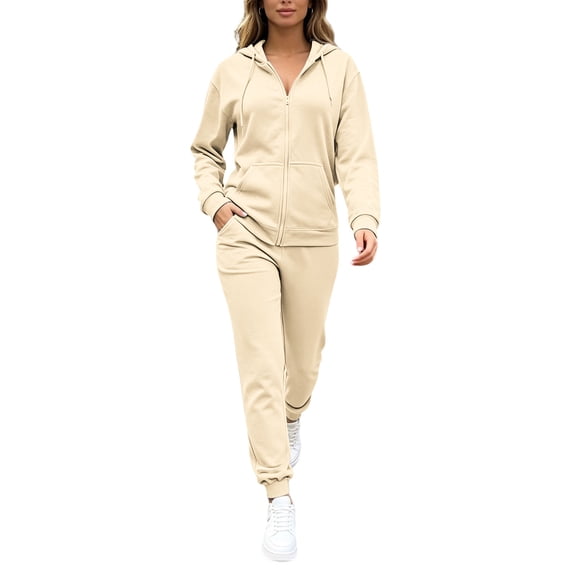 Xdegoge Women'S Full Zip Hoodie Sweatsuits 2 Piece Tracksuit Casual Jacket and Jogger Sweatpants Activewear Set with Pockets Athletic Workout Lounge Outfits