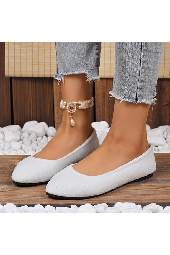 Women's Casual Flats Suede Round Toe Slip On Casual Shoes Non Slip Sole for Everyday Wear Office Commutes Weekend Outings Versatile Lightweight Footwear