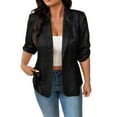 thumbnail image 1 of Xdegoge Women's Casual Open Front Blazer Jackets Ruched 3/4 Sleeve Lapel Work Office Cardigan Lightweight Shiny Metallic Coat for Party Club Night Out Wear, 1 of 9