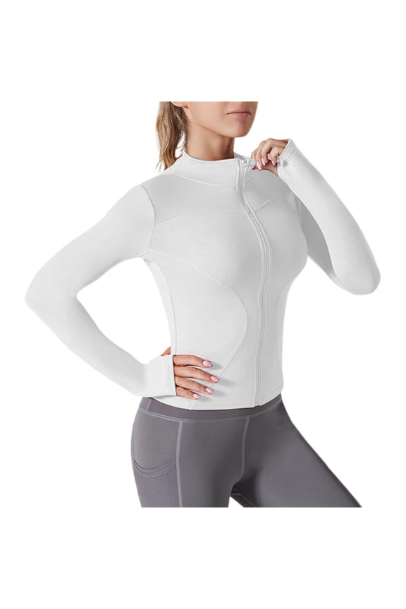 Women's Compression Sports Jacket Full Zip Stand Collar Active Track Shirt Long Sleeve Slimming Workout Gym Training Bodycon Wear