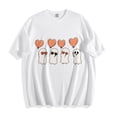 thumbnail image 1 of Xdegoge Women's Cute Ghost Heart Balloon Graphic Tee Casual Crewneck Short Sleeve T-Shirt Comfortable Flattering Top for Halloween Party Holiday Vacation Everyday Wear, 1 of 7