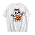 thumbnail image 1 of Xdegoge Women's Cute Sparkly Ghost Pumpkin Graphic Tees Halloween Short Sleeve Crewneck T-Shirt Casual Fall Holiday Party Tops Shirts Comfortable Loose Fit Novelty Blouse, 1 of 7