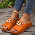 thumbnail image 1 of Xdegoge Women's Flat Slide Sandals Open Toe Summer Shoes Metal Buckle Slip On Casual Beach Vacation Comfortable Daily Walking Footwear, 1 of 8