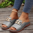 thumbnail image 1 of Xdegoge Women's Flat Slide Sandals Open Toe Summer Shoes Metal Buckle Slip On Casual Beach Vacation Cozy Daily Walking Footwear, 1 of 8