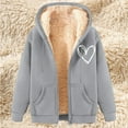 thumbnail image 1 of Xdegoge Women's Fleece Jacket Warm Sherpa Lined Loose Plus Size Heart Graphic Hoodies Thermal Long Sleeve Hooded Zip Up Coats Cold Weather Cozy Fuzzy Fall Fashion Clothes with Pockets, 1 of 4