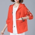 thumbnail image 1 of Xdegoge Women's Floral Embroidered Sun Protection Jacket 3/4 Sleeve Mesh Patchwork Zip Up Blouse Loose Casual Beach Smock Summer Travel Lounge Wear, 1 of 9