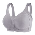 thumbnail image 1 of Xdegoge Women's Front Button Wireless Bra, Embossed Floral Pattern Wide Strap Bralette, Breathable Full Coverage Supportive Design for Daily Wear and Senior Ladies, 1 of 6