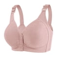 thumbnail image 1 of Xdegoge Women's Front Button Wireless Bra, Embossed Floral Pattern Wide Strap Bralette, Breathable Full Coverage Supportive Design for Daily Wear and Senior Ladies, 1 of 3