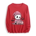thumbnail image 1 of Xdegoge Women's Halloween Long Sleeve T-Shirts Cute Skeleton Pumpkin Print Crewneck Pullover Sweatshirts Novelty Fall Graphic Tees Casual Holiday Tops Comfortable Autumn Wear, 1 of 7