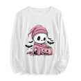 thumbnail image 1 of Xdegoge Women's Halloween Long Sleeve T-Shirts Cute Skeleton Pumpkin Print Crewneck Pullover Sweatshirts Novelty Fall Graphic Tees Casual Holiday Tops Comfortable Autumn Wear, 1 of 7