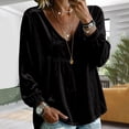 thumbnail image 1 of Xdegoge Women's Long Sleeve V Neck Tops Velvet Blouses Lace Trim Peplum Babydoll Shirts Casual Fall Tunic Tops for Women, 1 of 7