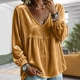 thumbnail image 1 of Xdegoge Women's Long Sleeve V Neck Tops Velvet Blouses Lace Trim Peplum Babydoll Shirts Casual Fall Tunic Tops for Women, 1 of 7