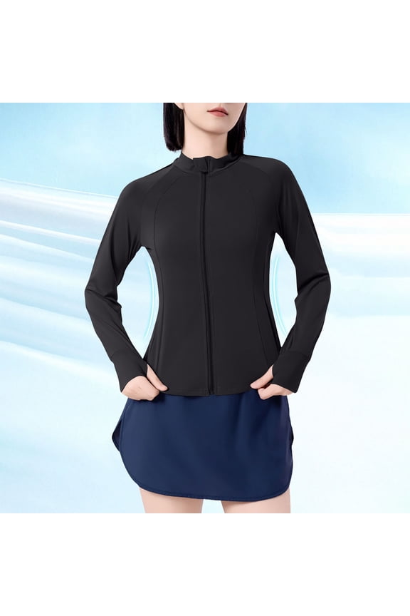 Women's Mock Neck Athletic Jacket Slim Fit Raglan Sleeve Full Zip Yoga Tops Streamlined Activewear for Golf Tennis Casual Daily Lounge