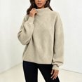 thumbnail image 1 of Xdegoge Women's Mock Neck Oversized Sweater Long Sleeve Textured Chunky Knit Pullover Jumper Fall Winter Casual Knitwear, 1 of 8