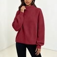 thumbnail image 1 of Xdegoge Women's Mock Neck Oversized Sweater Long Sleeve Textured Chunky Knit Pullover Jumper Fall Winter Casual Knitwear, 1 of 8