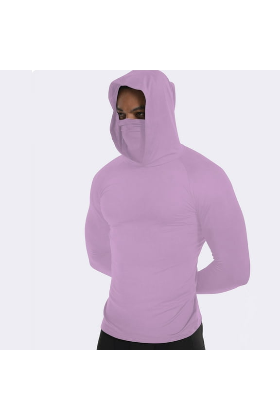 Women's Muscle Fit Long Sleeve Hoodie with Face Mask Compression Workout Sweatshirts Gym Training Athletic Sports Outfits