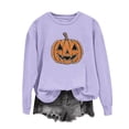 thumbnail image 1 of Xdegoge Women's Pumpkin Graphic Sweatshirt Glitter Rhinestone Jack O Lantern Pullover Tops Casual Long Sleeve Crewneck Fall Shirts for Halloween Party Lounge, 1 of 5