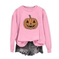 thumbnail image 1 of Xdegoge Women's Pumpkin Graphic Sweatshirt Glitter Rhinestone Jack O Lantern Pullover Tops Casual Long Sleeve Crewneck Fall Shirts for Halloween Party Lounge, 1 of 5