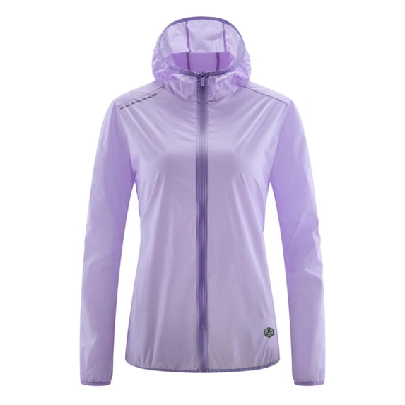 Xdegoge Women's Reflective Detail Windbreaker Active Fit Hooded Performance Jacket Full Zip Quick-Dry Cycling Running Shell Outdoor Athletic Wear