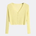 thumbnail image 1 of Xdegoge Women's Ribbed Knit Cardigan V-Neck Slim Fit Cropped Sweater Top Long Sleeve Button Up Soft Lightweight Casual Dailywear, 1 of 6