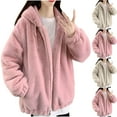 thumbnail image 1 of Xdegoge Women's Sherpa Lined Jacket Oversized Loose Warm Thick Full Zip Hooded Jackets Winter Fleece Fuzzy Long Sleeve Casual Cozy Coat Fluffy Thermal Outerwear with Pockets 2025, 1 of 5