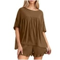 thumbnail image 1 of Xdegoge Women's Summer 2 Piece Outfits 2025 Ruffle Short Sleeve Tops and Shorts Casual Loose Oversized T-Shirts Lounge Sets Ladies' Loose Matching Sets Loungewear Fashion Clothes Conjunto Mujer, 1 of 8