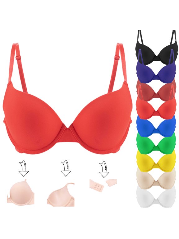 Clearence Women's Thin Strap Plunge Bra with Molded Cups, Push-Up Underwire Support Smooth Jelly Bras All-Day Style for Versatile Everyday Wear