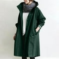 thumbnail image 1 of Xdegoge Women's Trench Jackets Plus Size Button Down Waterproof Long Hooded Rain Coat Windbreaker Outdoor Travel Hiking Solid Raincoat Casual Loose Jacket with Pockets 2025, 1 of 7