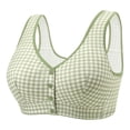 thumbnail image 1 of Xdegoge Women's Wide Strap Front Closure Gingham Bra Wireless Padded Support Breathable Plaid Fabric Bras Full Coverage Casual Brassiere Convenient On/Off Ideal for Daily Wear, 1 of 4