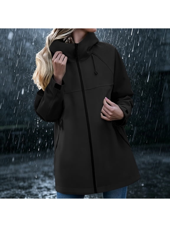 Women's Windbreaker Jacket Hooded Softshell Zip Up Lightweight Athletic Outerwear for Hiking Travel Running Activewear