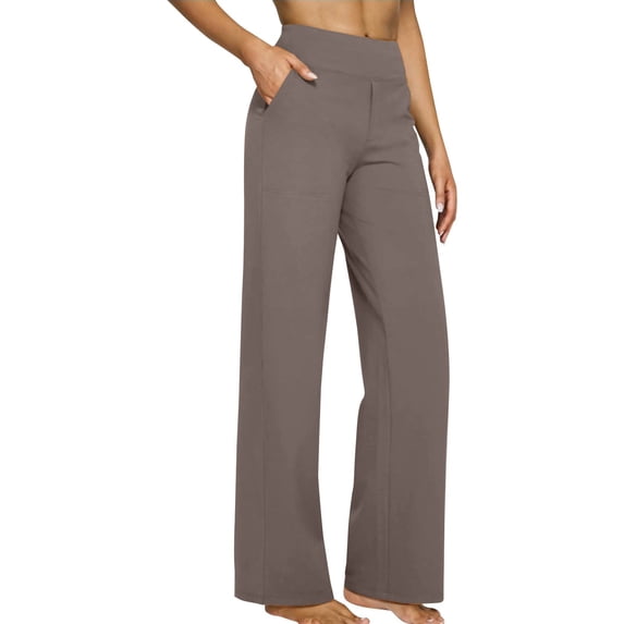 Xdegoge Women's Yoga Dress Pants High Waisted Bootcut Work Trousers with Pockets Tummy Control Stretchy Casual Office Business Workout Athletic Flared Pants
