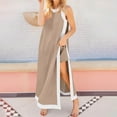 thumbnail image 1 of Xdegoge Womens 2 Piece Sets Lounge Outfits Color Block Sleeveless Long Dress Casaul Baggy Side Split Dresses Elastic Waist Shorts Pants Ladies Fashion Vacation Matching Clothes Loungewear Fit Travel, 1 of 9